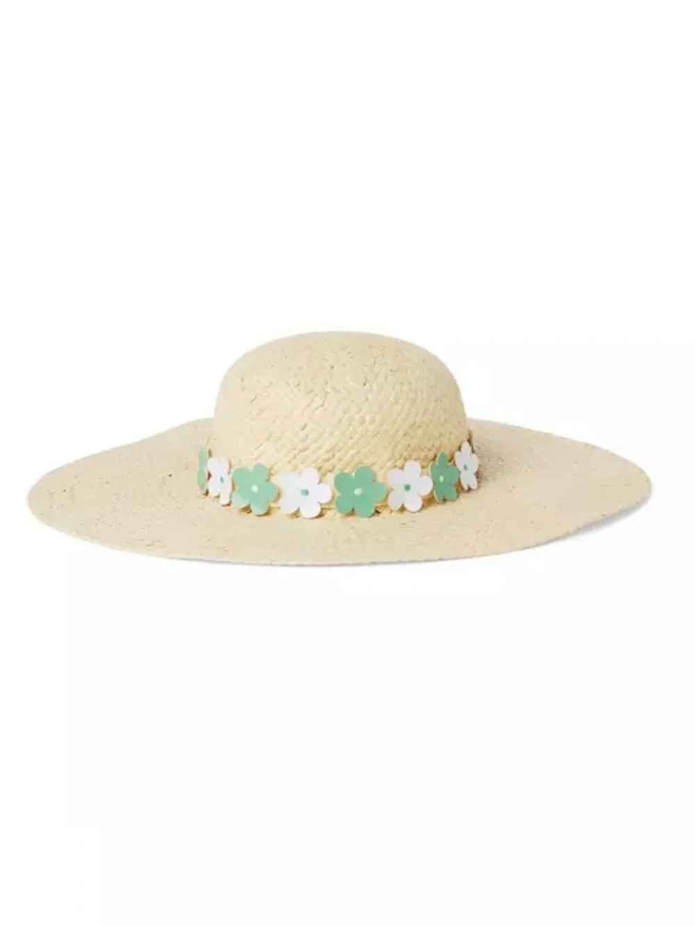 Janie & Jack Flower Straw Sun Hat Natural Beige Size 2T - 3T New